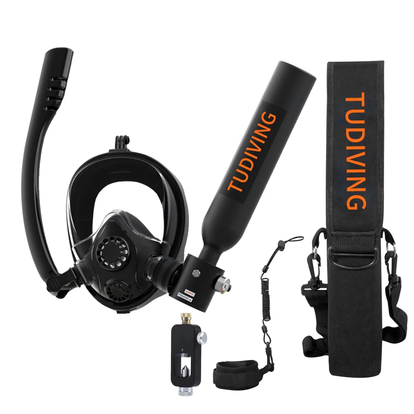 TUDIVING Scuba Tank Set With Full Face Snorkel Mask