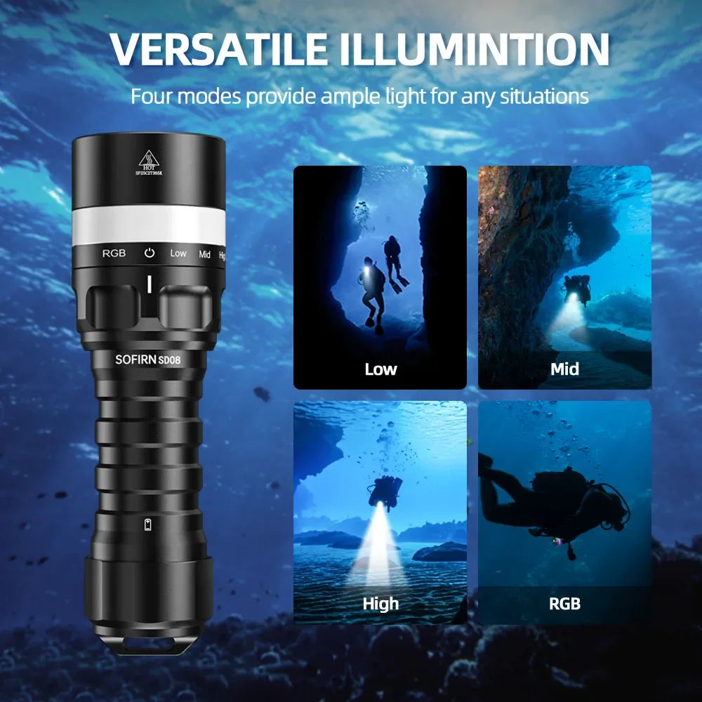 Sofirn SD08 Scuba 3200lm Diving Flashlight SST70 LED 21700