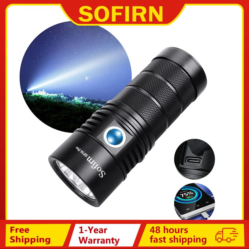 Sofirn SP36 Pro 8000 Lumen USB C Rechargeable 18650 Flashlight