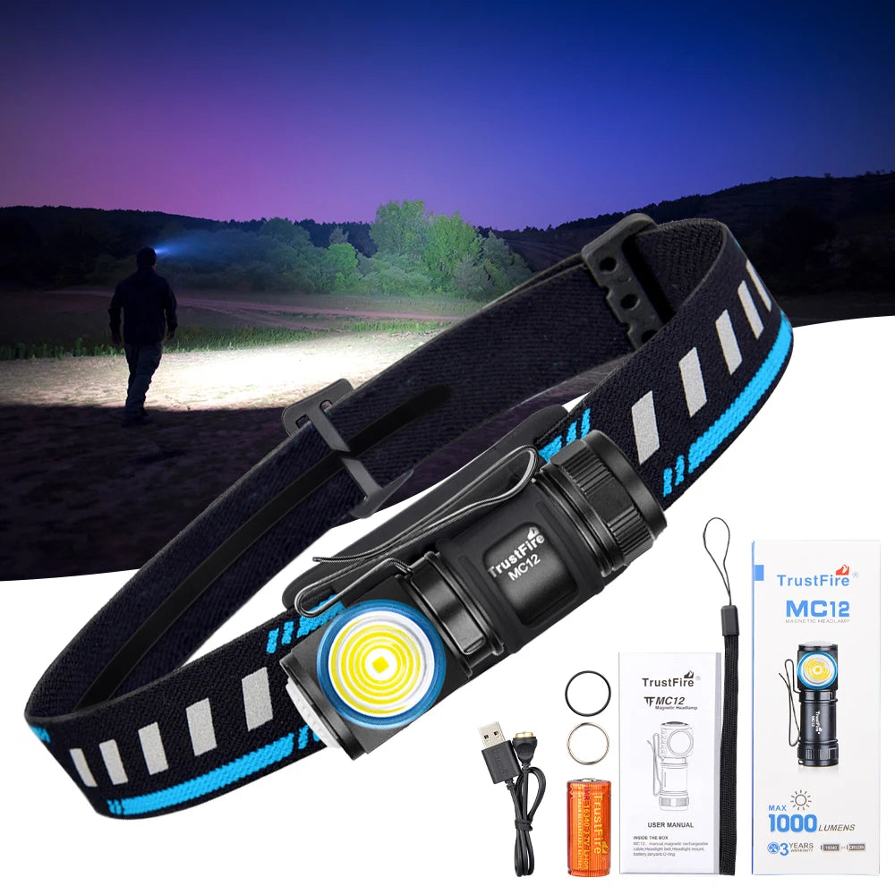 TrustFire MC12 LED Headlamp 1000 Lumens Rechargeable XPL HI