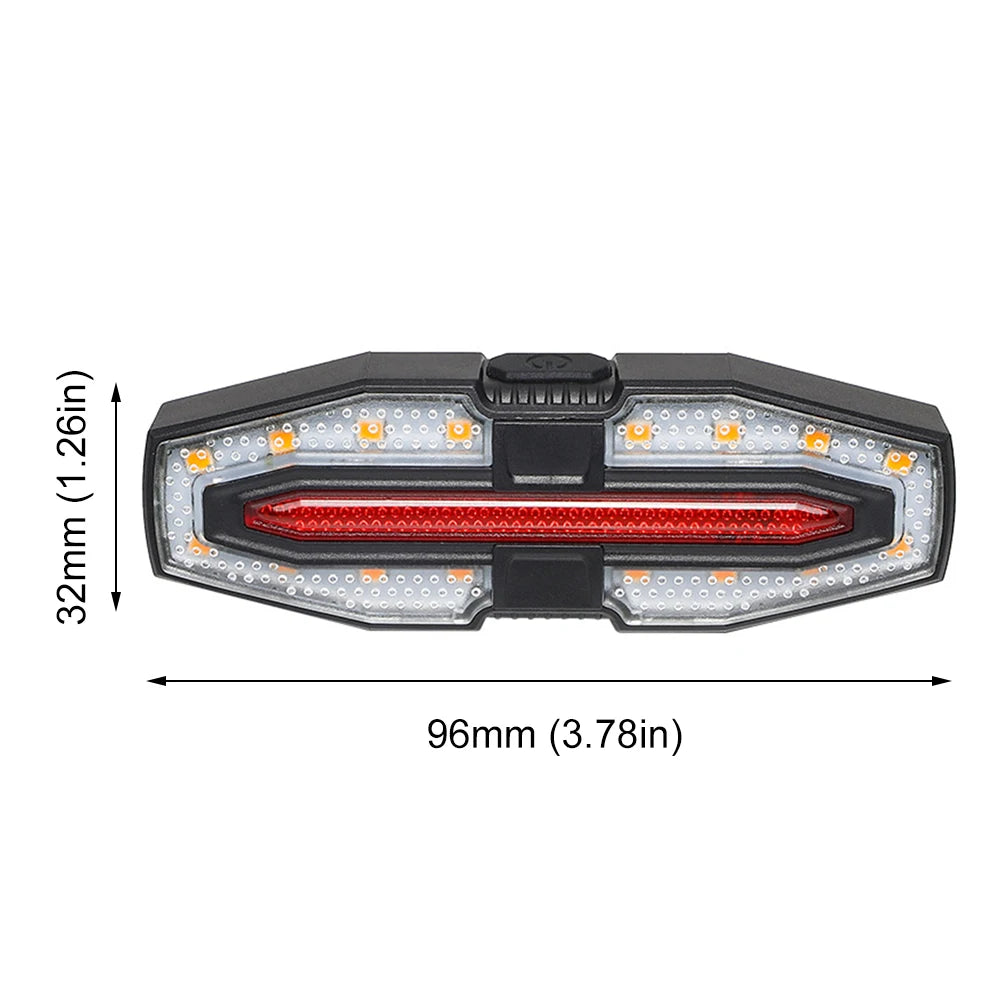 Rechargeable Bicycle Rear Light with Turn Signals Bike Rear Light Wireless Remote Control Warning Cycling Light for Night Riding