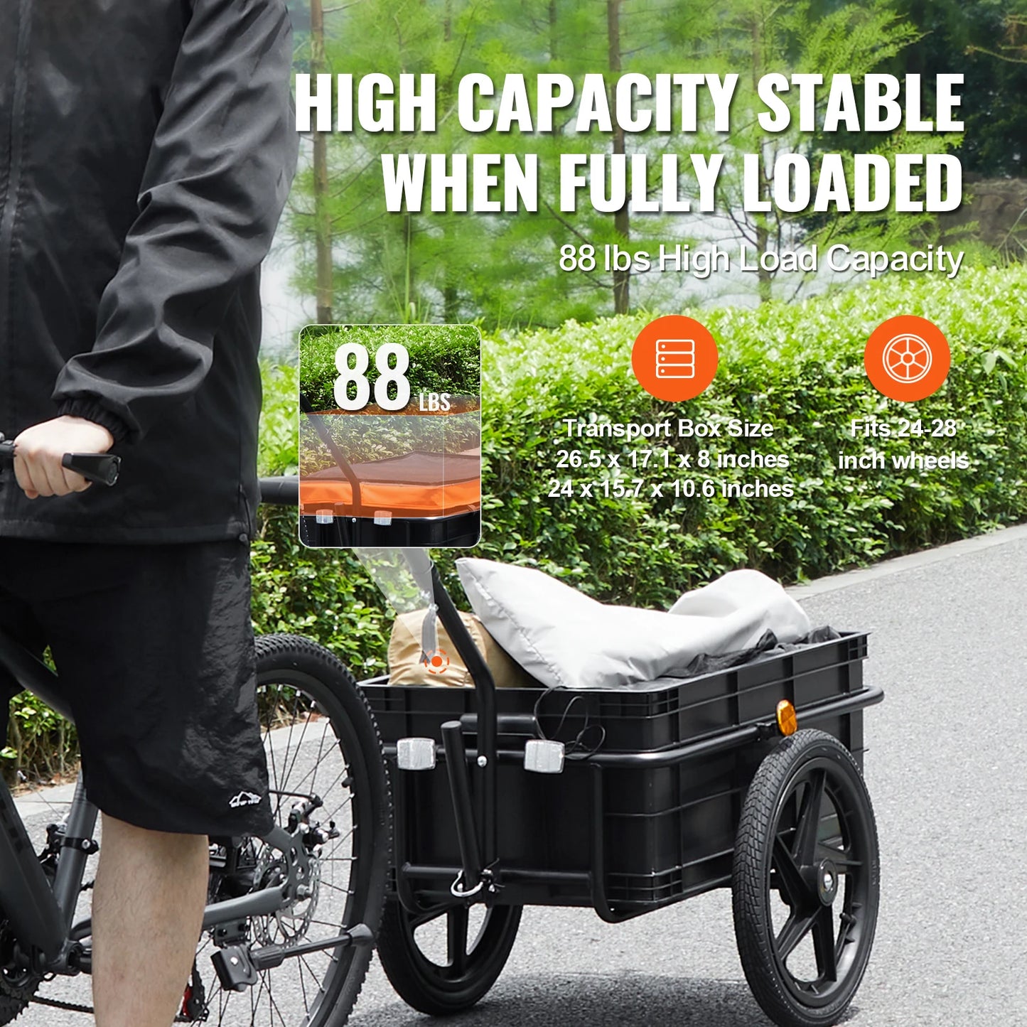 SucceBuy Bike Cargo Trailer Foldable Wagon Cart For Bikes