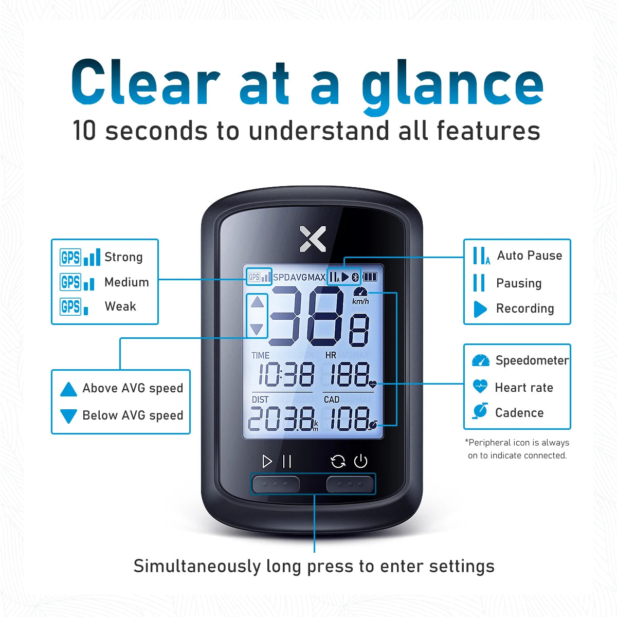 XOSS G Plus Bike GPS Computer Wireless Speedometer IPX7 Waterproof