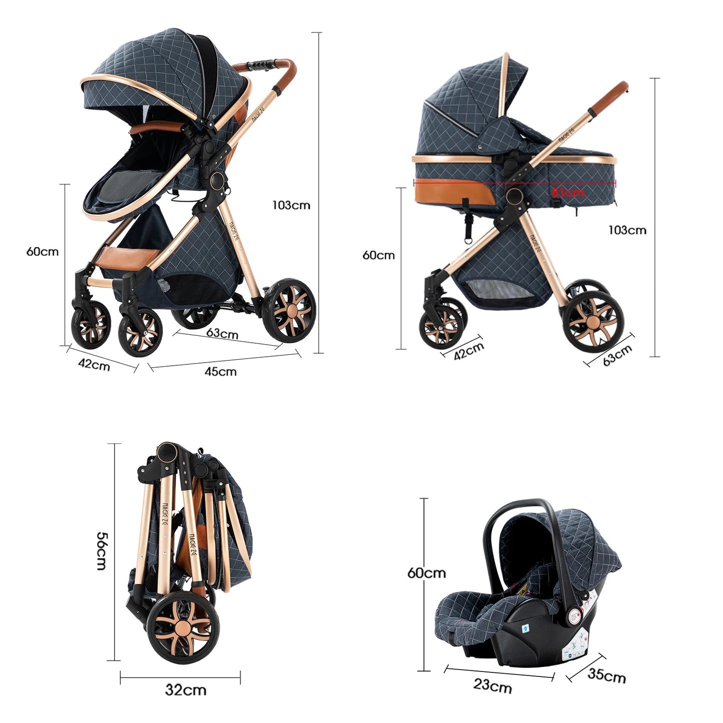 3 In 1 Baby Stroller For Newborns Lightweight Infant Pram