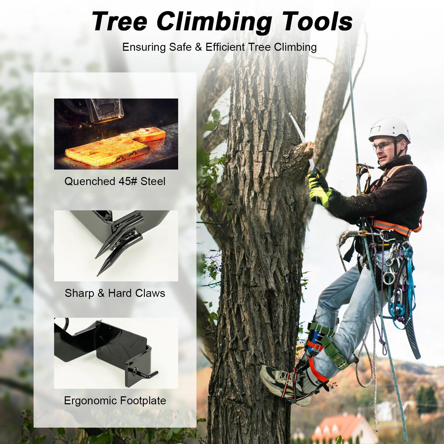 Hign-concerned Tree Climbing Spike Set With Safety Belt Straps