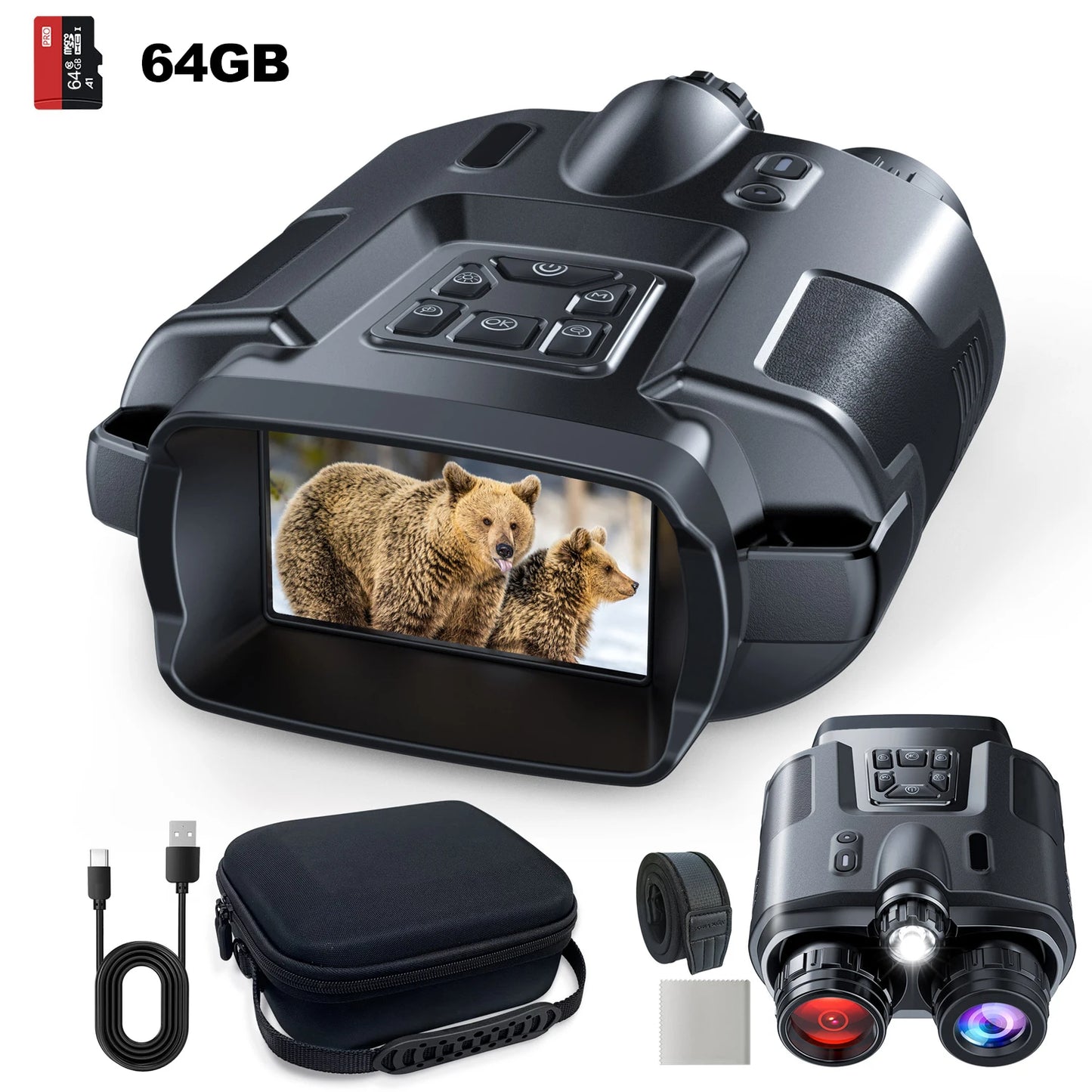 USB Rechargeable 4K Night Vision Binoculars With 8x Digital Zoom