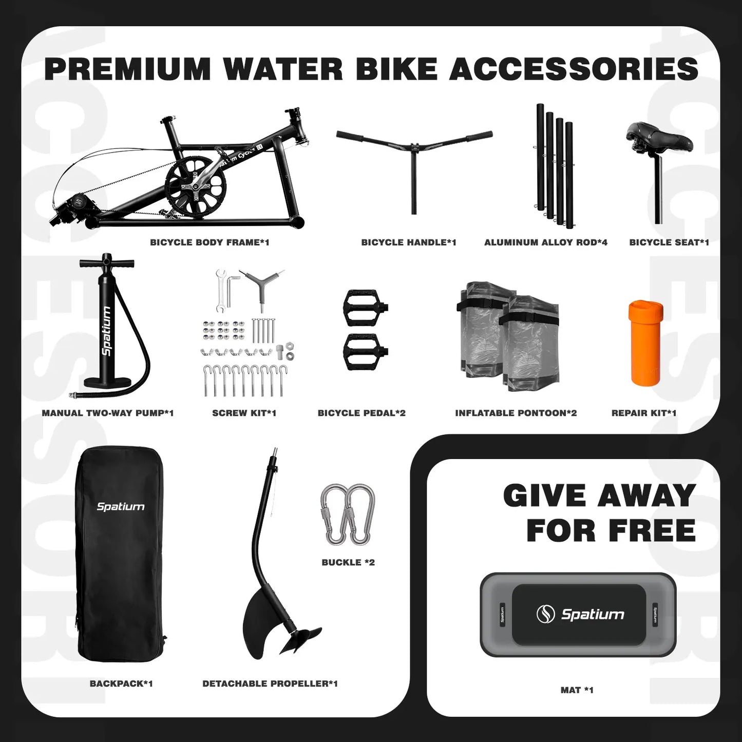 Spatium Water Bike 2.0 Inflatable Pedal Kayak Boat Stable