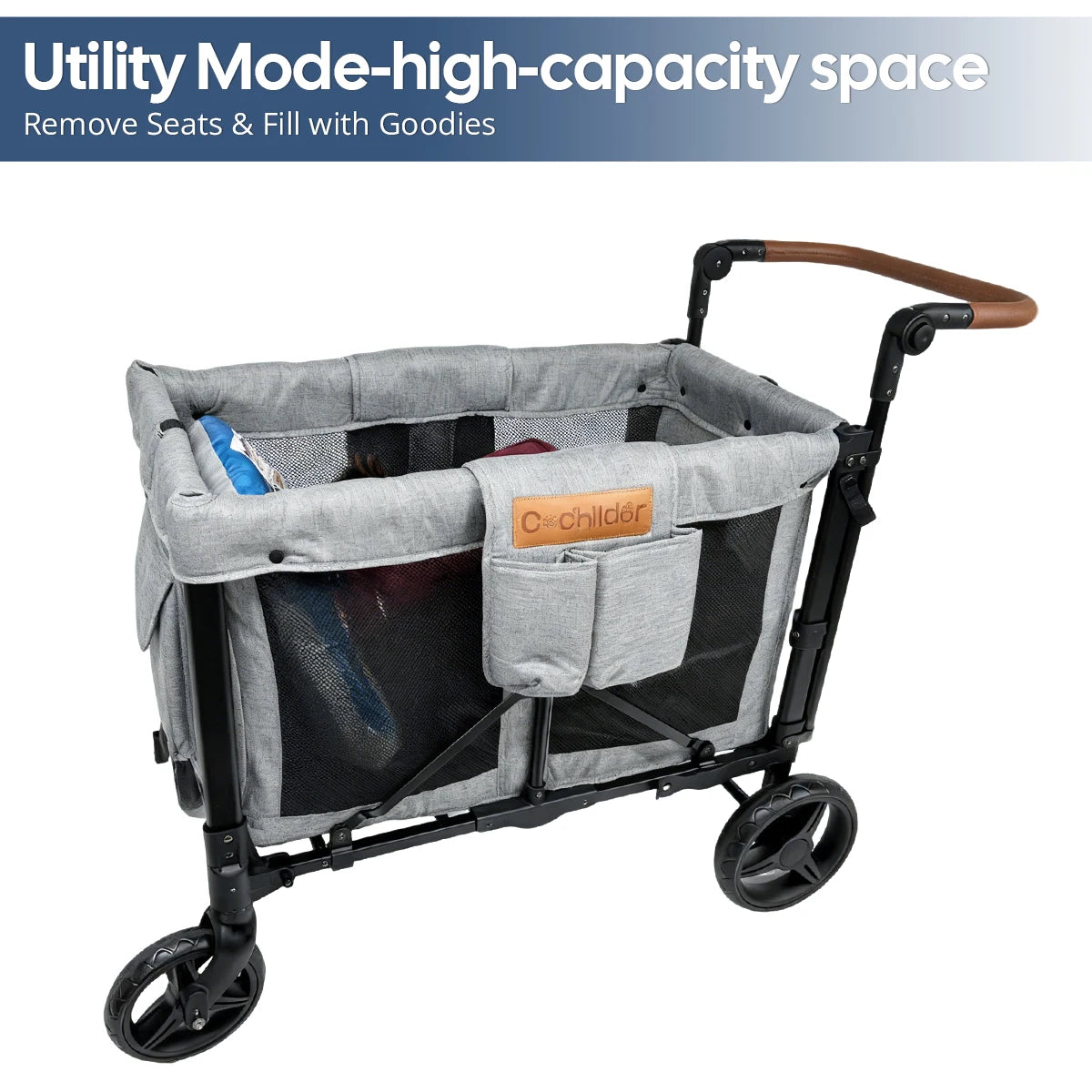 Foldable Two Seat Baby Stroller With Detachable Canopy