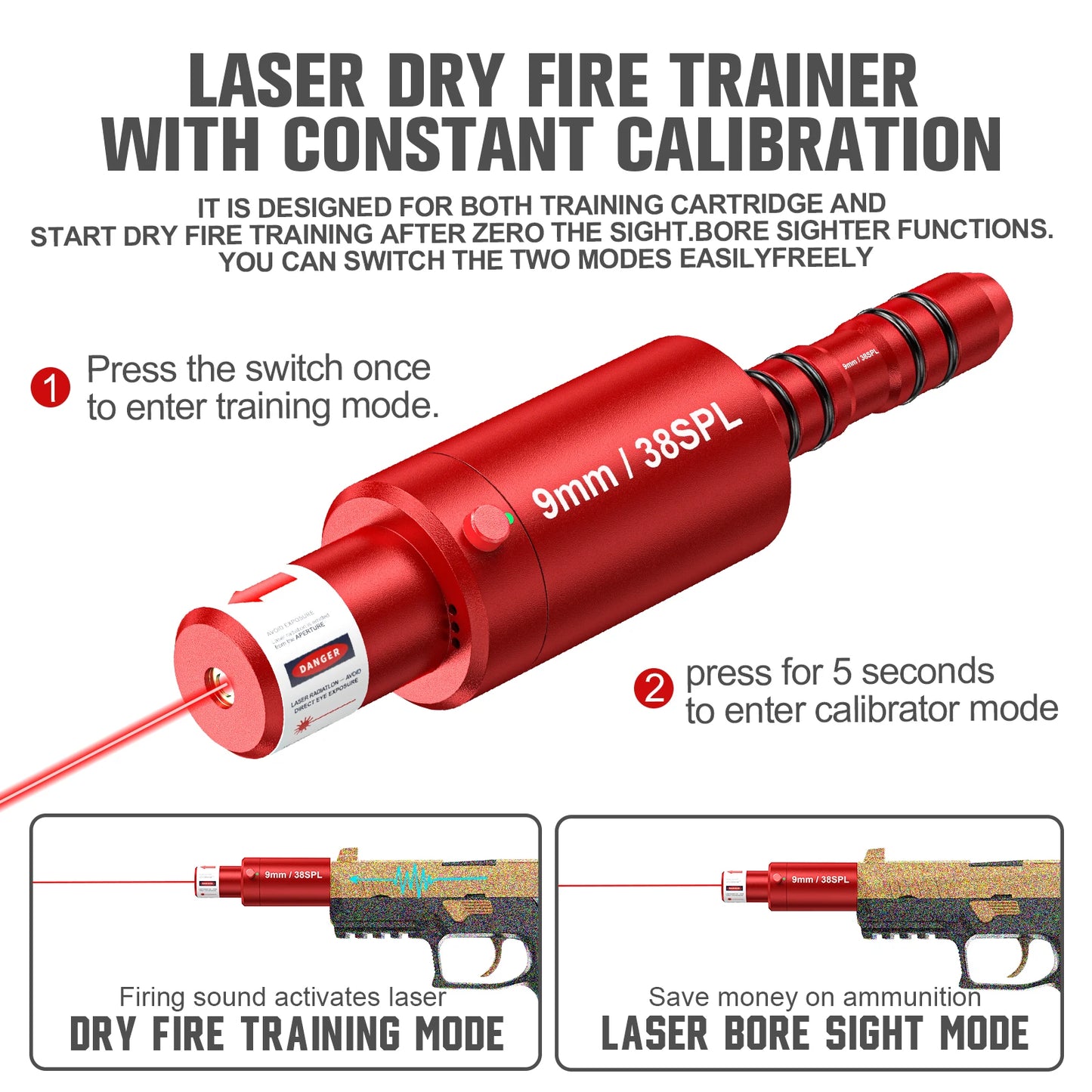 9mm 38SPL Dual Purpose Laser Trainer With Smart Feedback