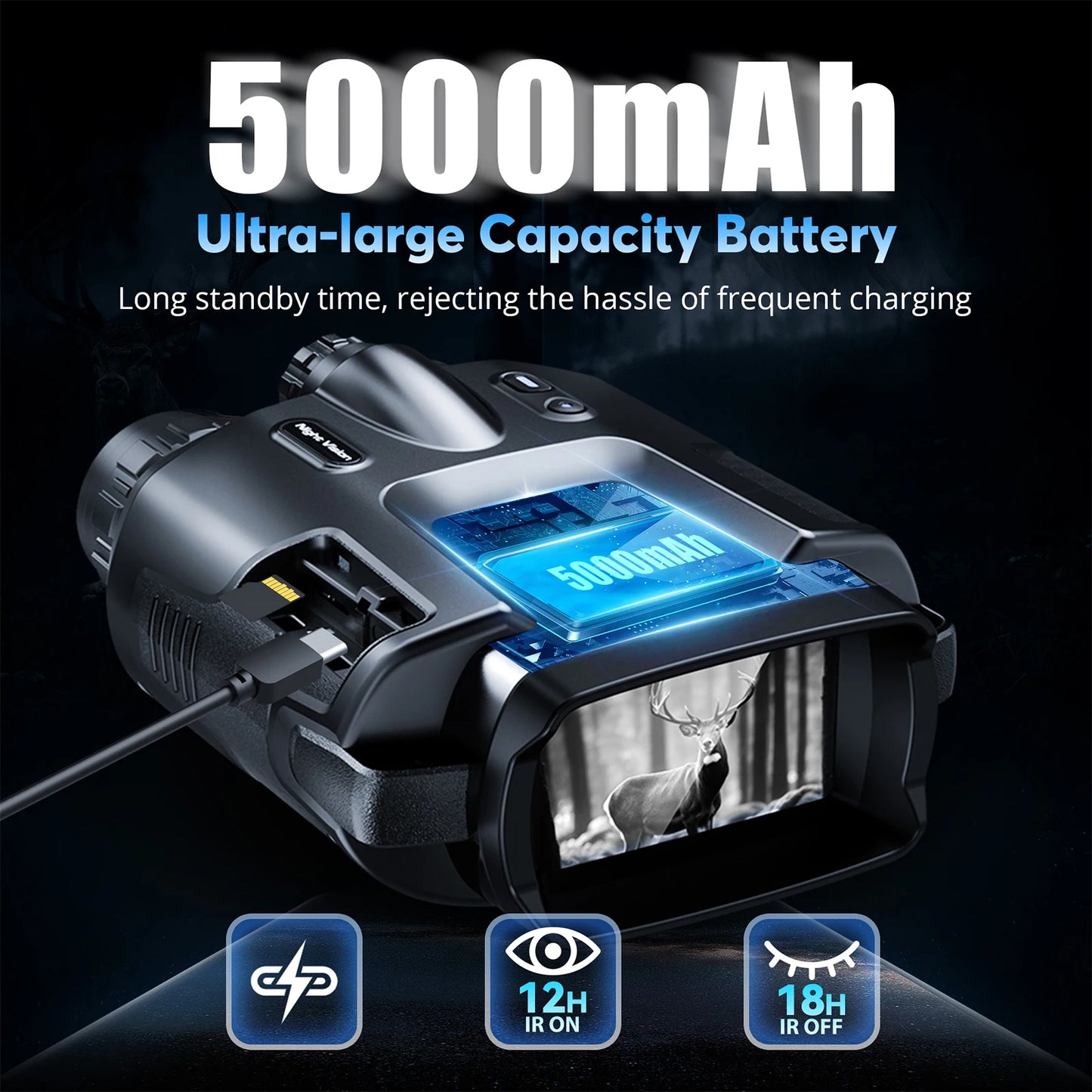 USB Rechargeable 4K Night Vision Binoculars With 8x Digital Zoom