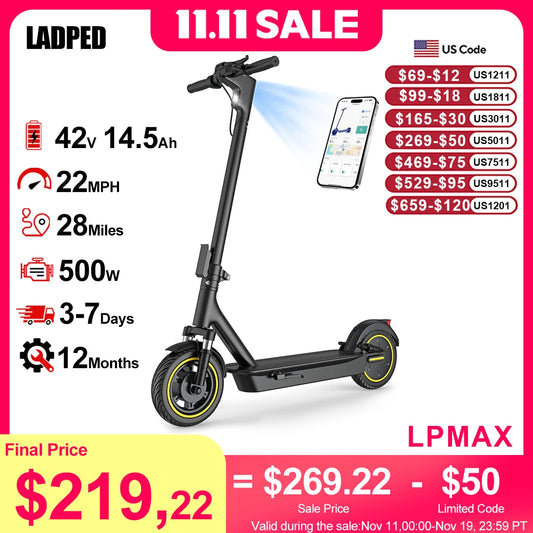 Ladped LPMAX Folding Electric Scooter 22 MPH Long Range