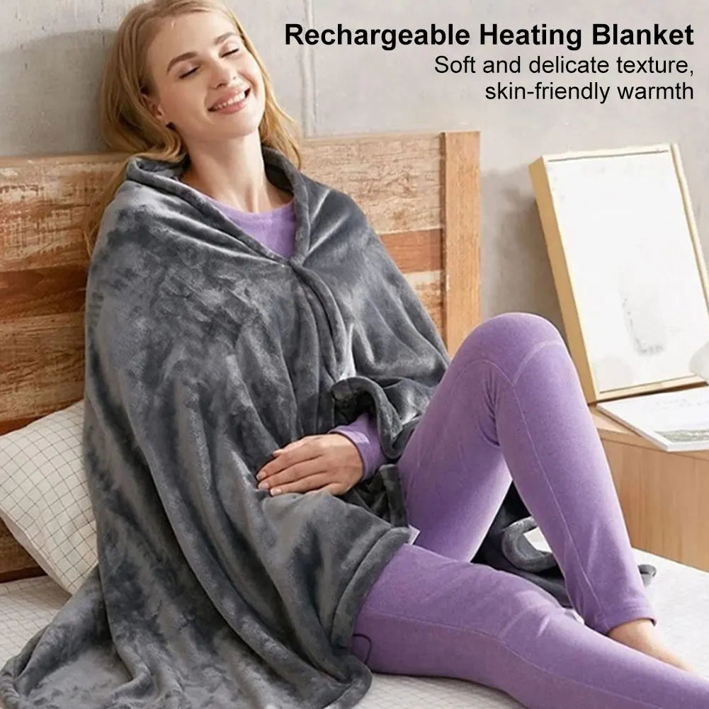 USB Heated Shawl 3 Heating Levels Fleece Heated Blanket Electric Warming Wrap for Women Men Rechargeable Battery Powered