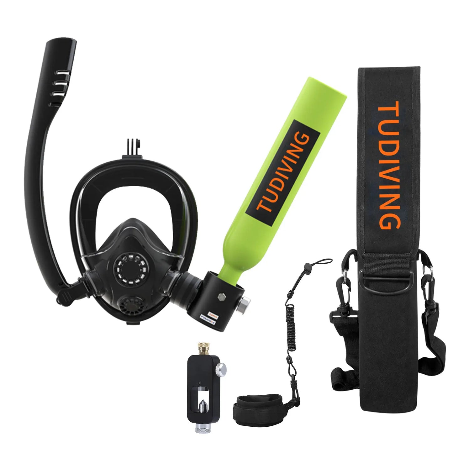 TUDIVING Scuba Tank Set With Full Face Snorkel Mask