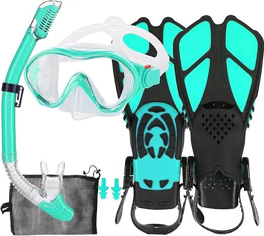 Kids Snorkel Set With Mask Snorkel Fins Mesh Bag Antifog