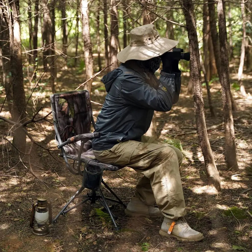 Rotating Heated Hunting Chair For Ground Blind Portable Folding Camouflage