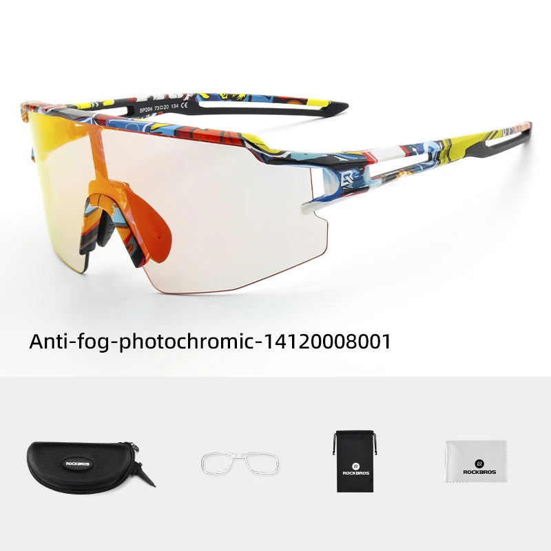 ROCKBROS Photochromic Cycling Glasses Polarized Built-in Myopia Frame Sports Sunglasses Men Women Glasses Cycling Eyewear Goggle