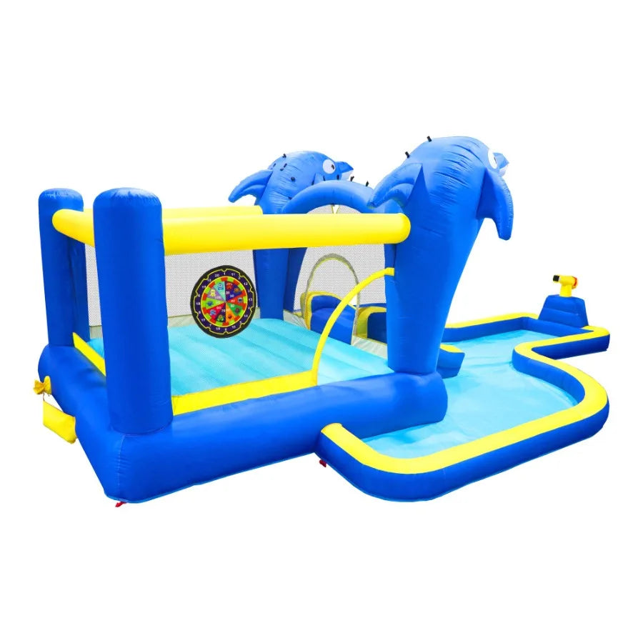 CN 6 In 1 Inflatable Slide Water Park Trampoline Sprinkler