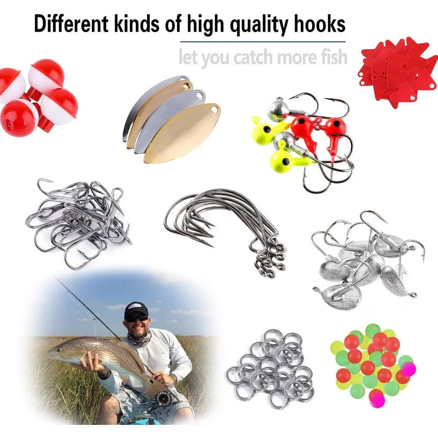 Fishing Accessories Kit With Tackle Box 343 Pieces Hooks Weights