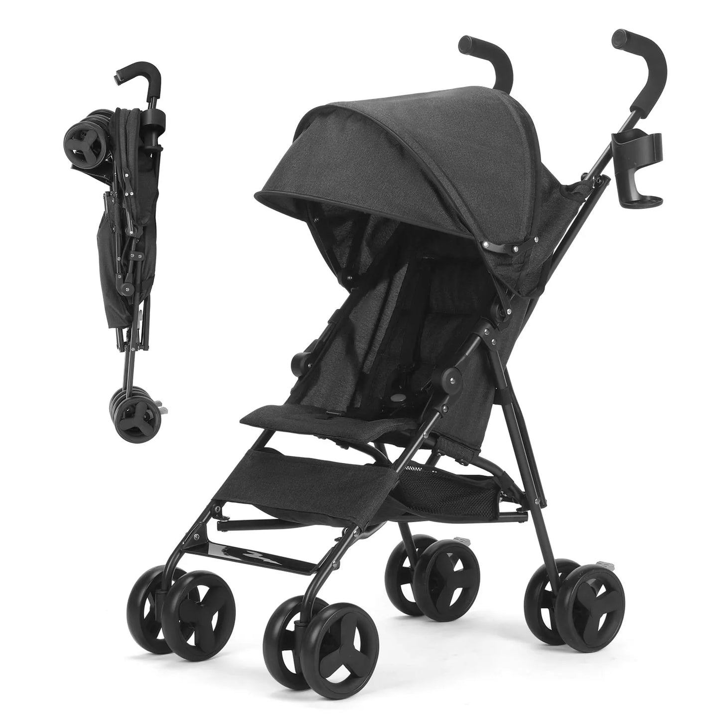 Lightweight Folding High-View Baby Stroller With Recline