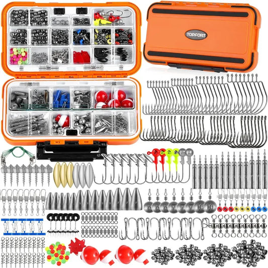Fishing Accessories Kit With Tackle Box 343 Pieces Hooks Weights