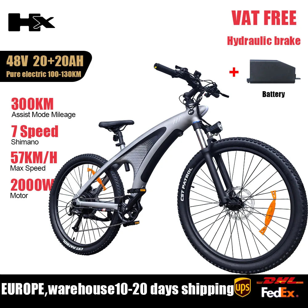 Huanci HX Q5 2000W Electric Mountain Ebike Removable Battery 57KMH