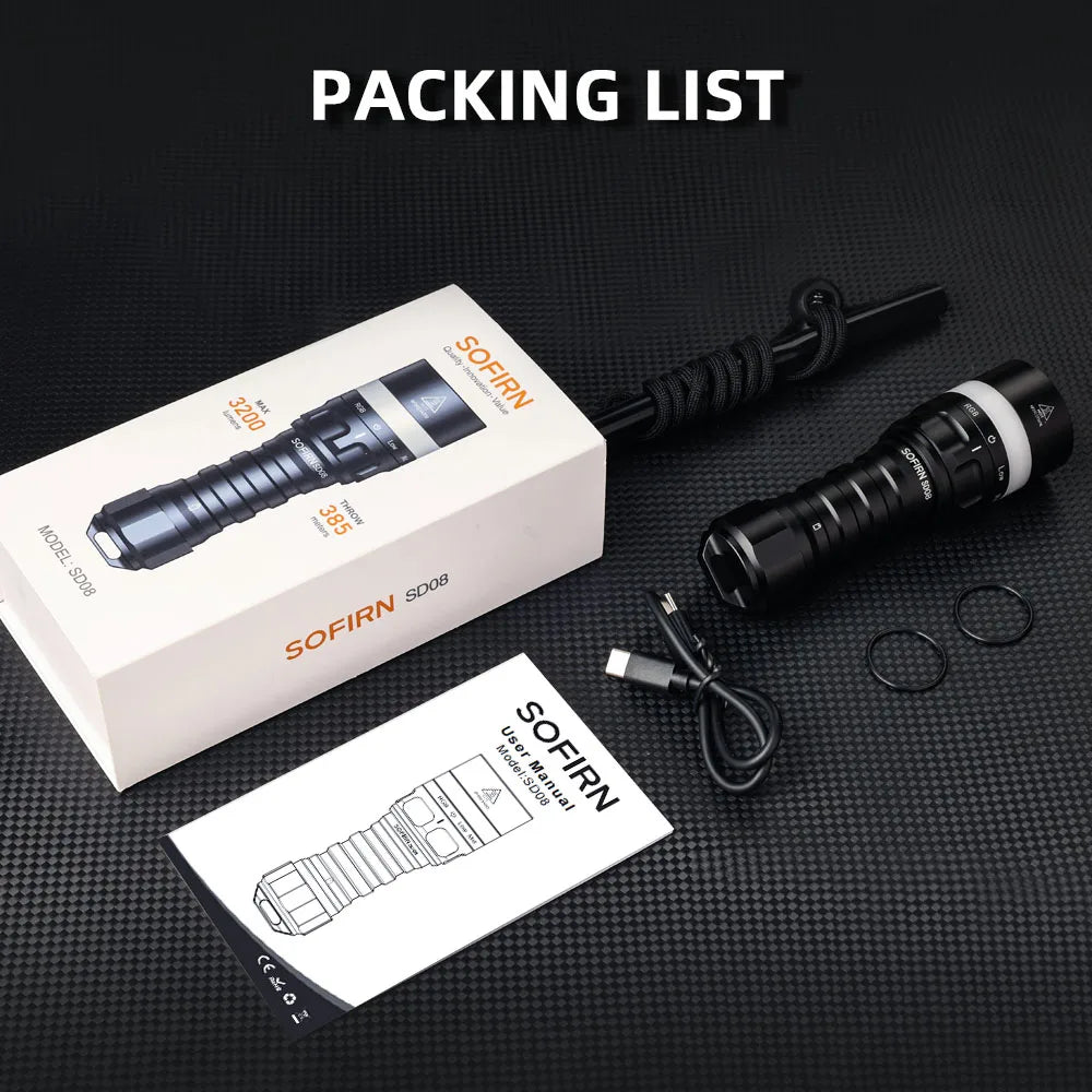 Sofirn SD08 Scuba 3200lm Diving Flashlight SST70 LED 21700