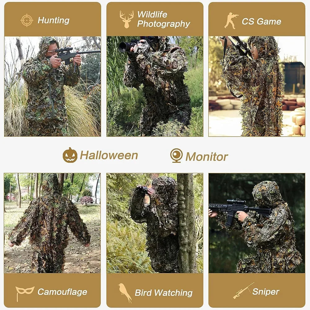 3D Ghillie Suit Tactical Outdoor Camouflage for Jungle Hunts