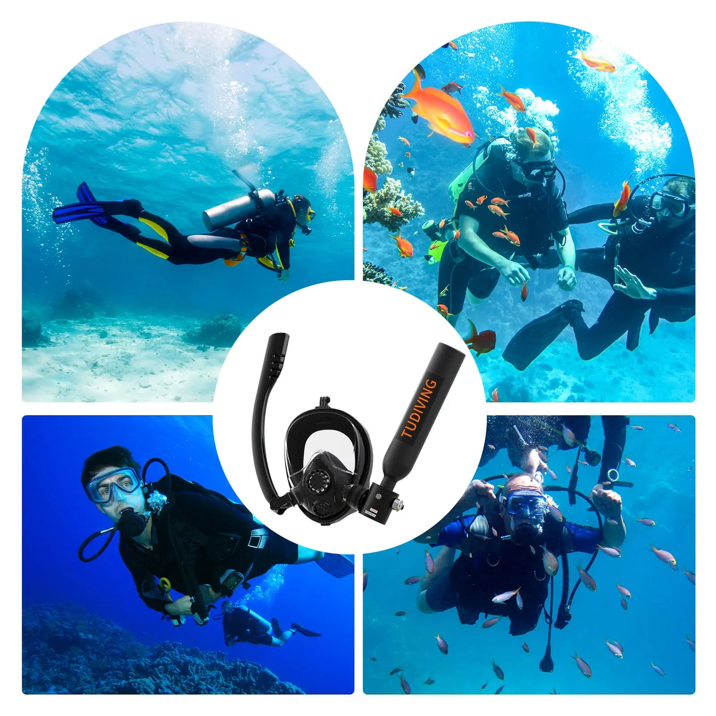 TUDIVING Scuba Tank Set With Full Face Snorkel Mask
