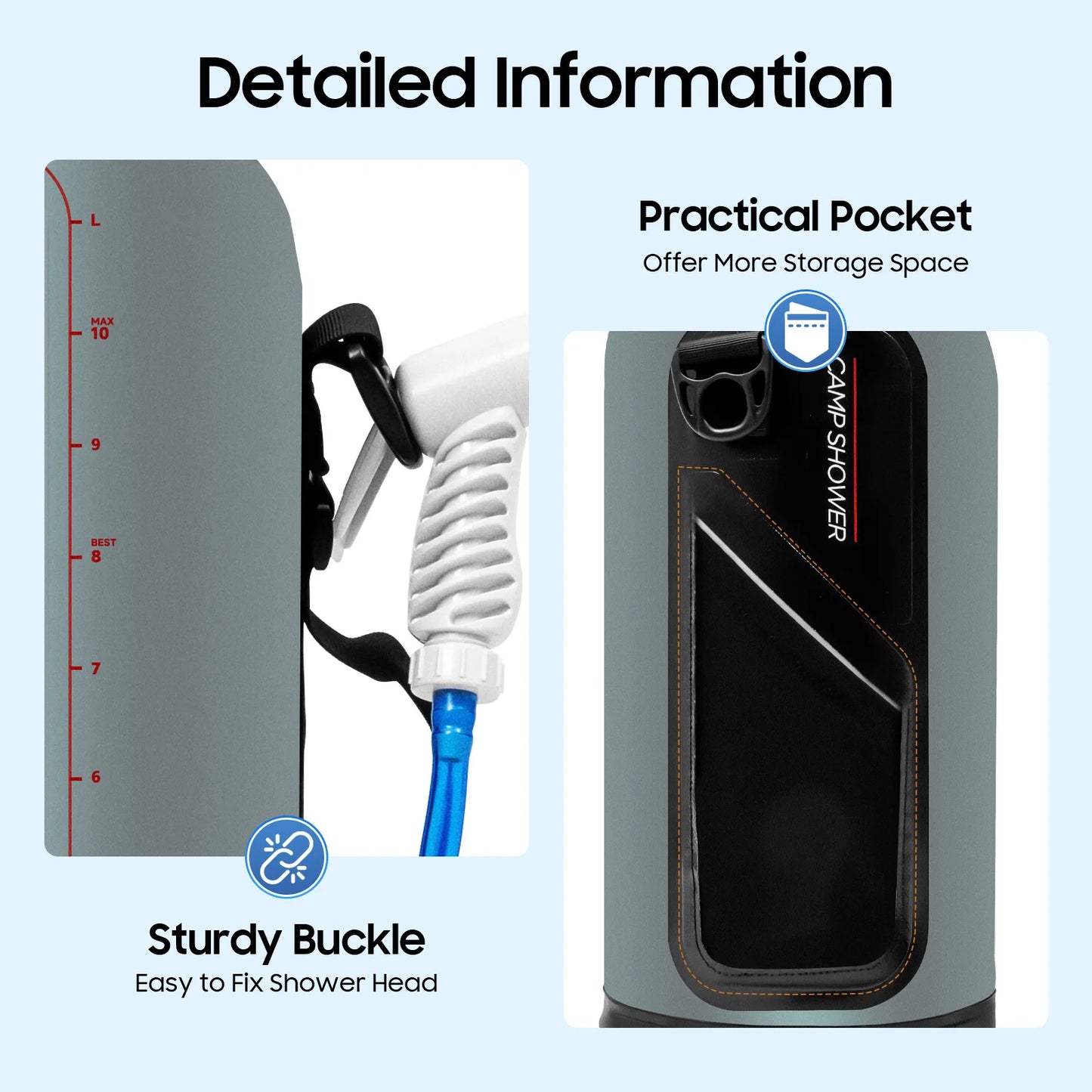 Camping Solar Shower With Pump Portable Garden Shower Bag