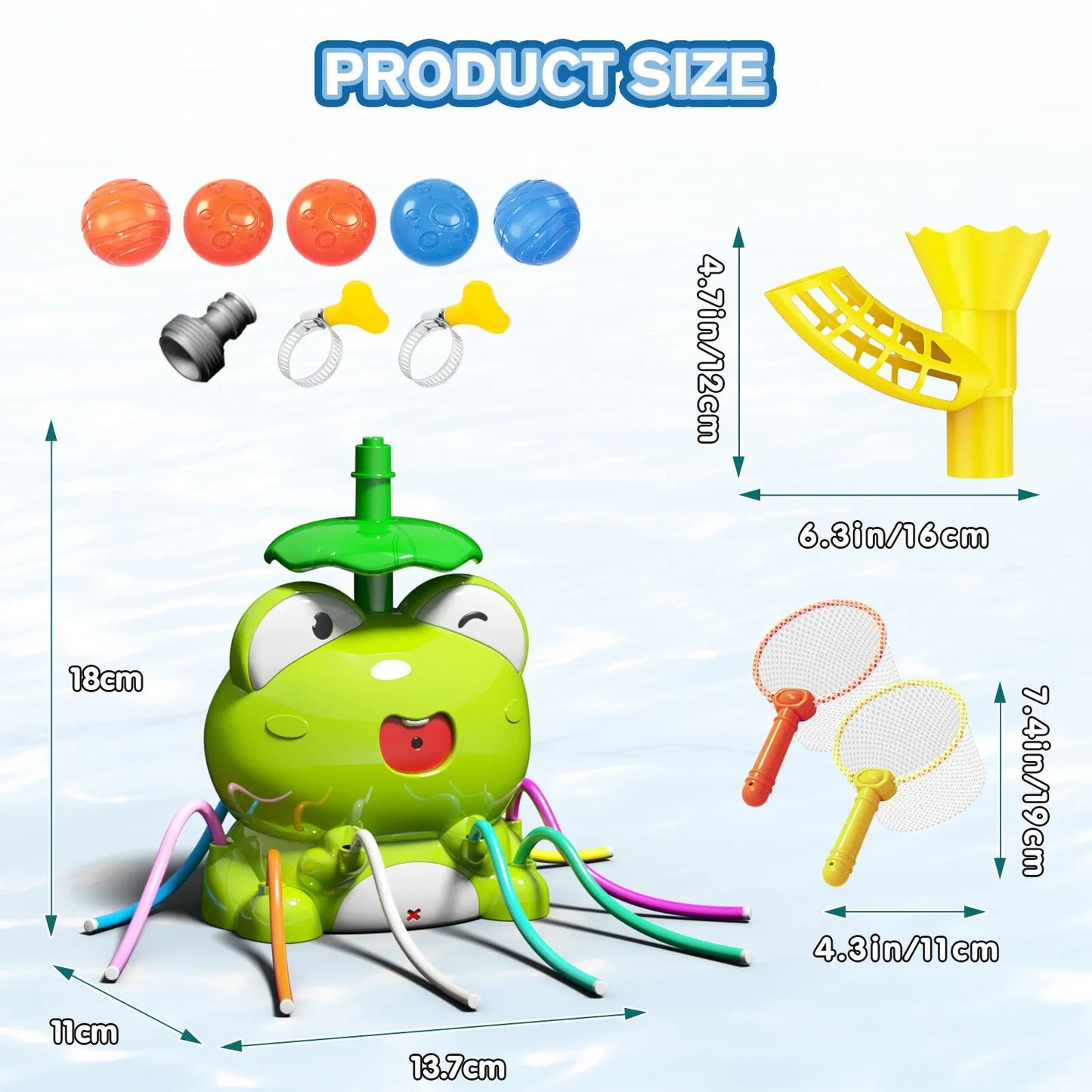 VATOS 2in1 Kids Outdoor Water Sprinkler Frog Toy Set