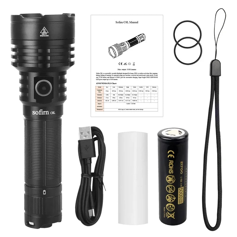 Sofirn C8L 3100lm USB C Rechargeable LED Flashlight