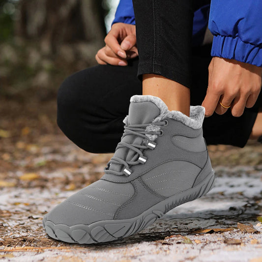 Warm Hike Shoes Non-Slip Waterproof Warm Fur Lined for Women Men (Grey 41)