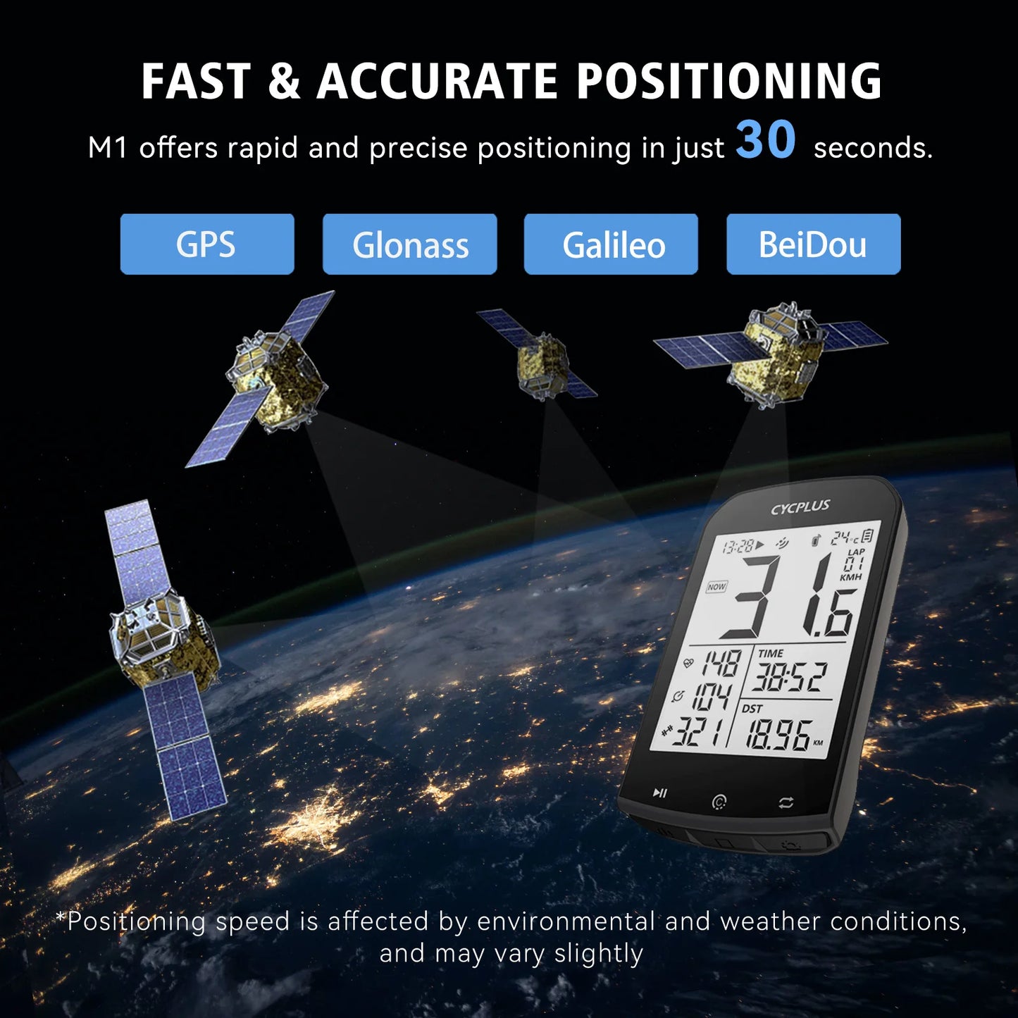 CYCPLUS M1 GPS Bicycle Computer With BLE 5.0 ANT Plus
