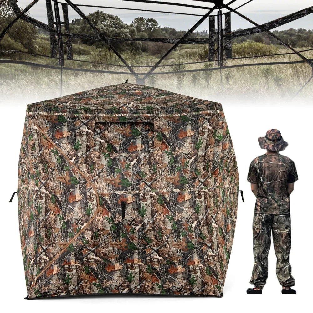 Camouflage Hunting Blind With 270 Degree Viewing Range Carrying Bag