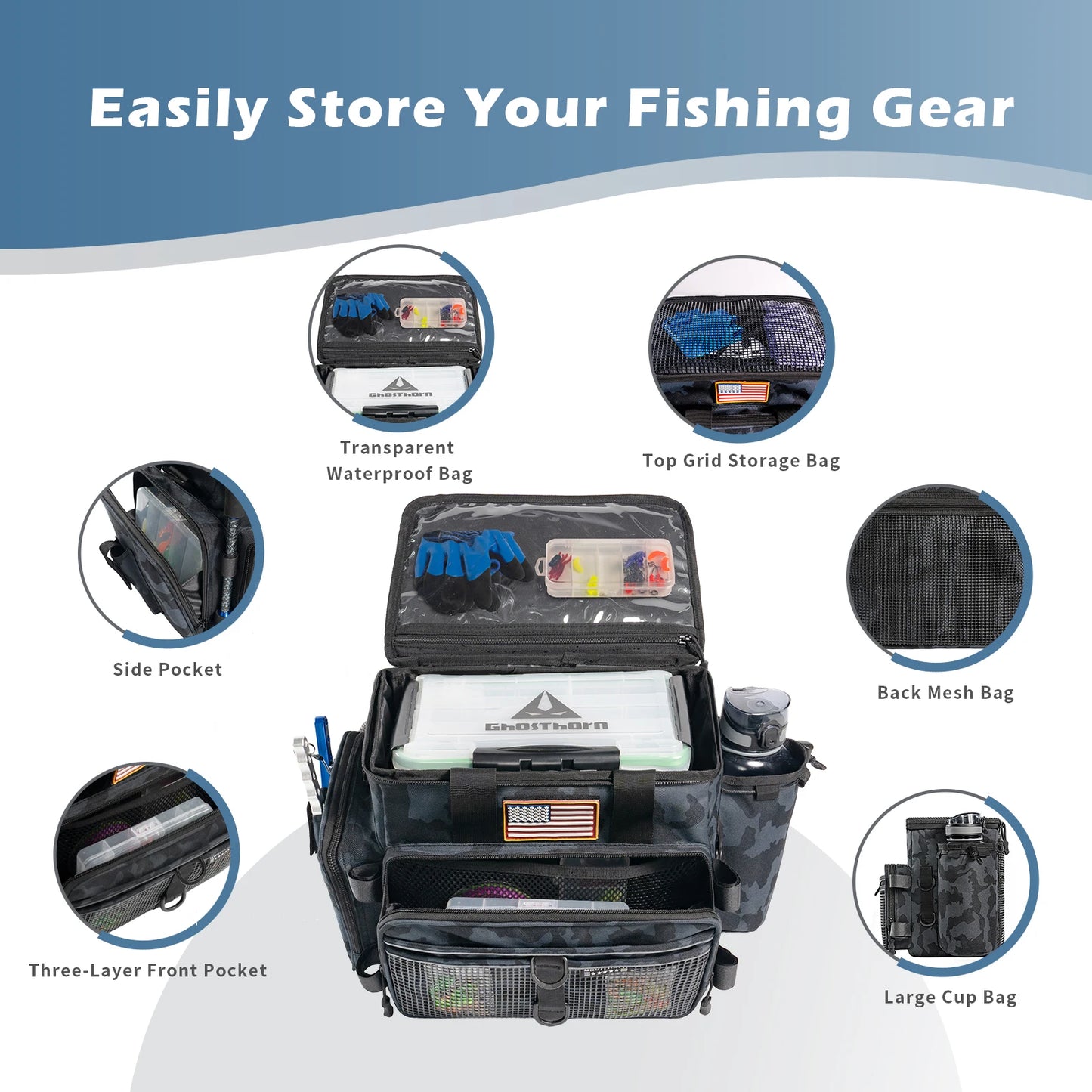 Salt Water Resistant Tackle Box Bag For Fishing Gear