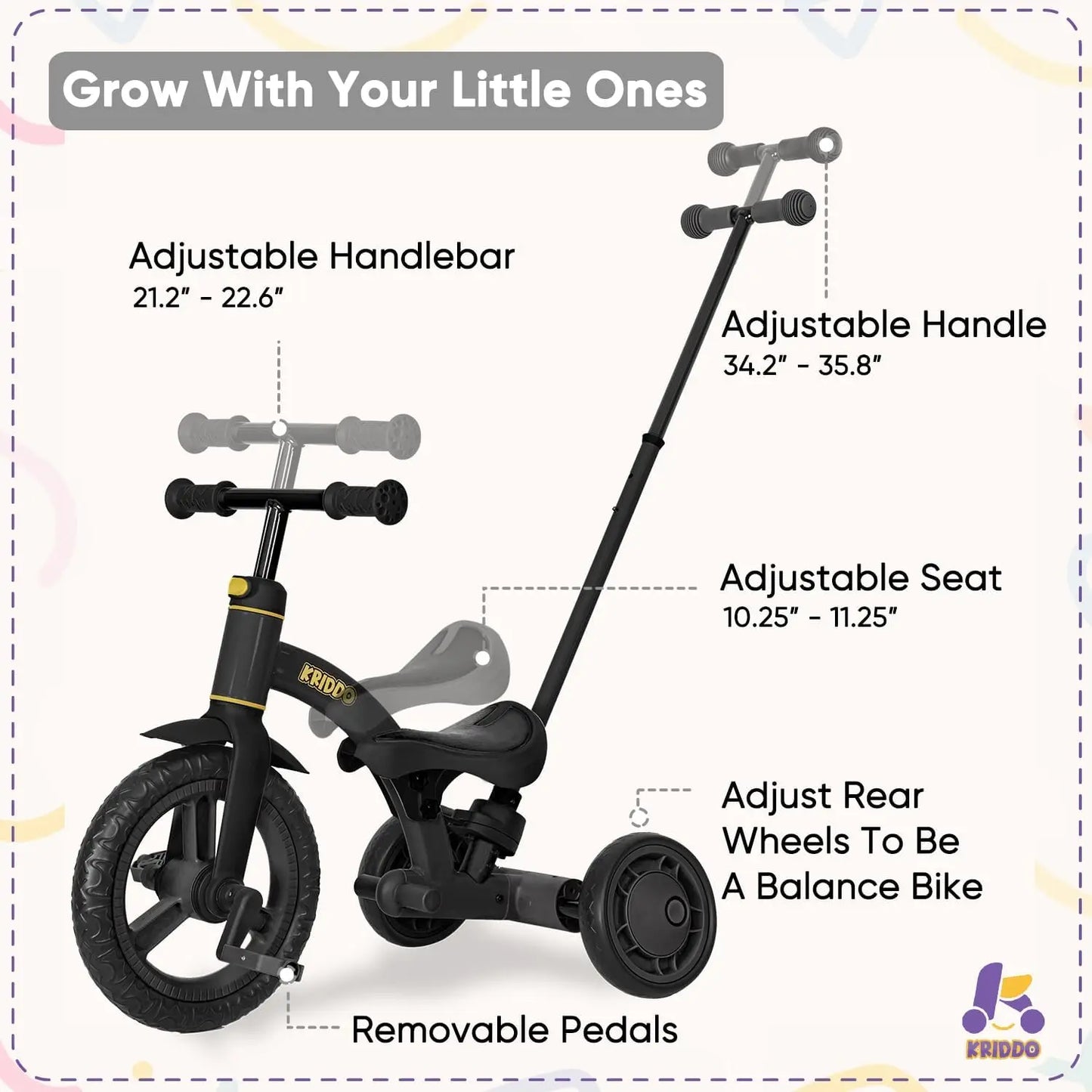 4-In-1 Kids Tricycle With Parent Steering Push Handle