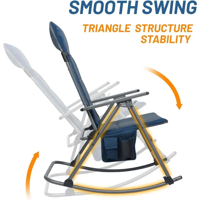 YTYIN Folding Rocking Camping Chair With Padded Back