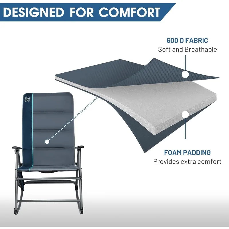 YTYIN Folding Rocking Camping Chair With Padded Back