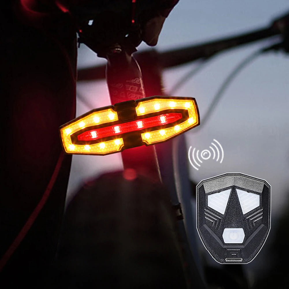 Rechargeable Bicycle Rear Light with Turn Signals Bike Rear Light Wireless Remote Control Warning Cycling Light for Night Riding