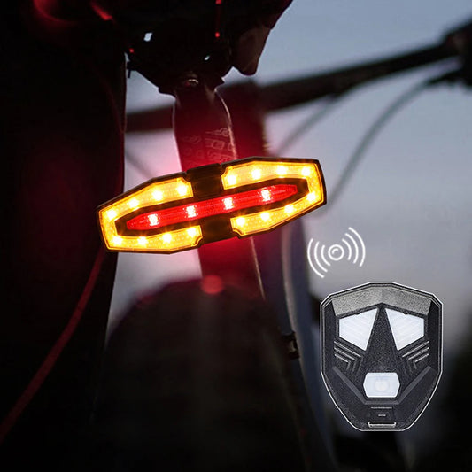 Rechargeable Bicycle Rear Light with Turn Signals Bike Rear Light Wireless Remote Control Warning Cycling Light for Night Riding