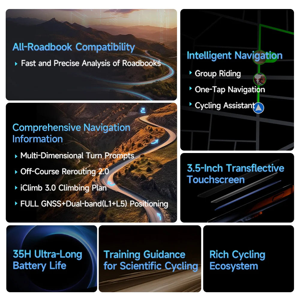 iGPSPORT Bicycle GPS Computer BiNavi Touchscreen Map Navigation 35 Hours Battery Life  IPX7 Waterproof Route Planning