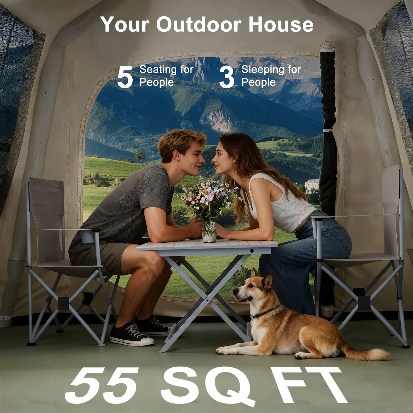 ZUIQIUZ Automatic Inflatable Camping Tent Quick Setup Rainfly Included