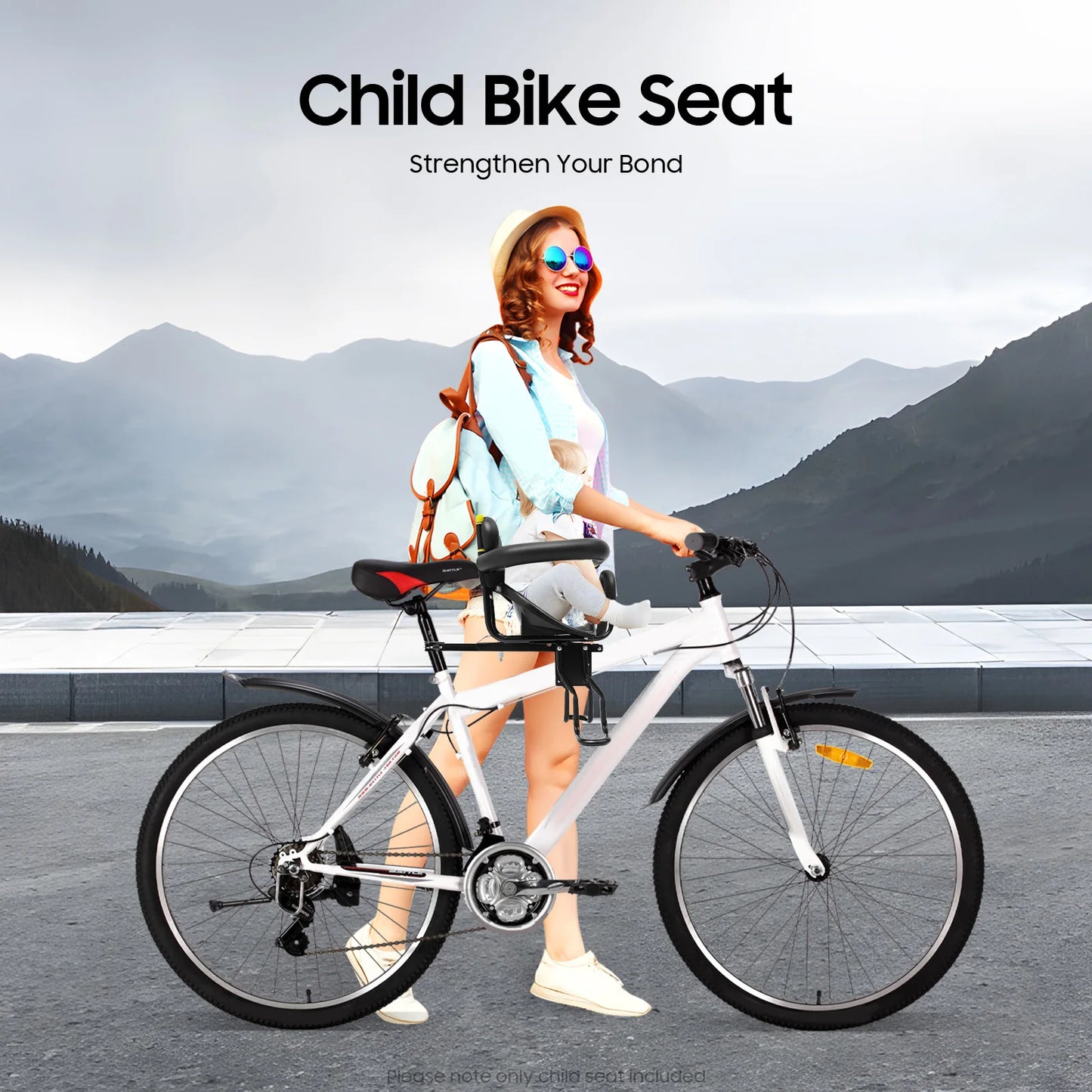 CNCEST Child Bike Seat Front Mounted Adjustable Safety Seat For Mountain Bikes