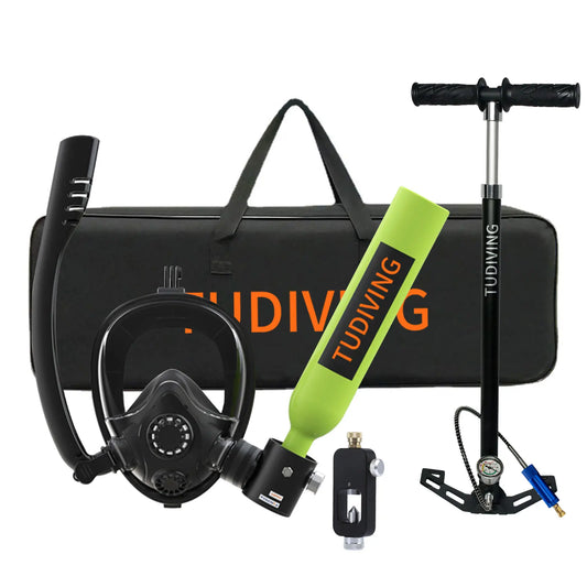 TUDIVING Scuba Tank Set With Full Face Snorkel Mask
