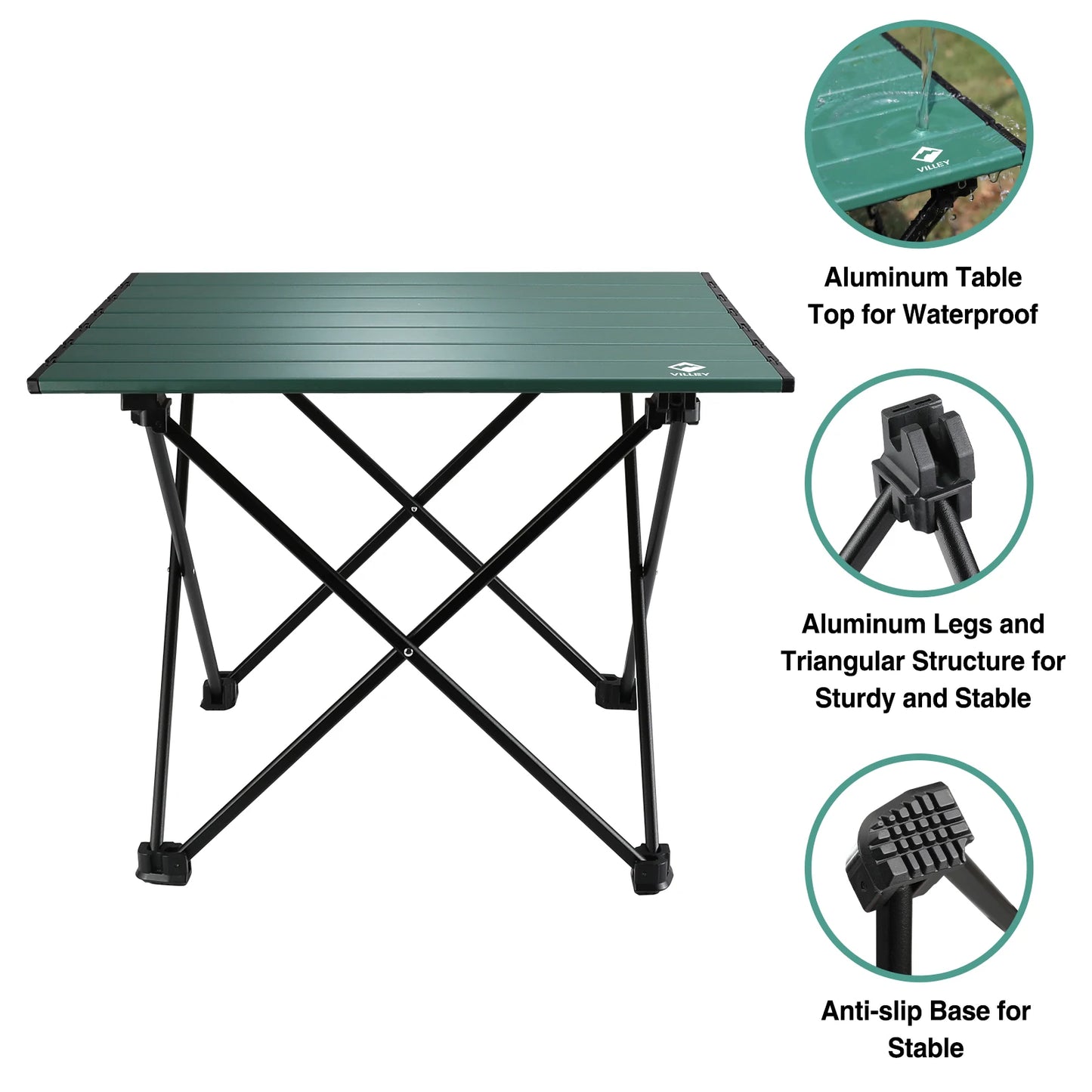 VILLEY Portable Camping Side Table Ultralight Aluminum Folding Table
