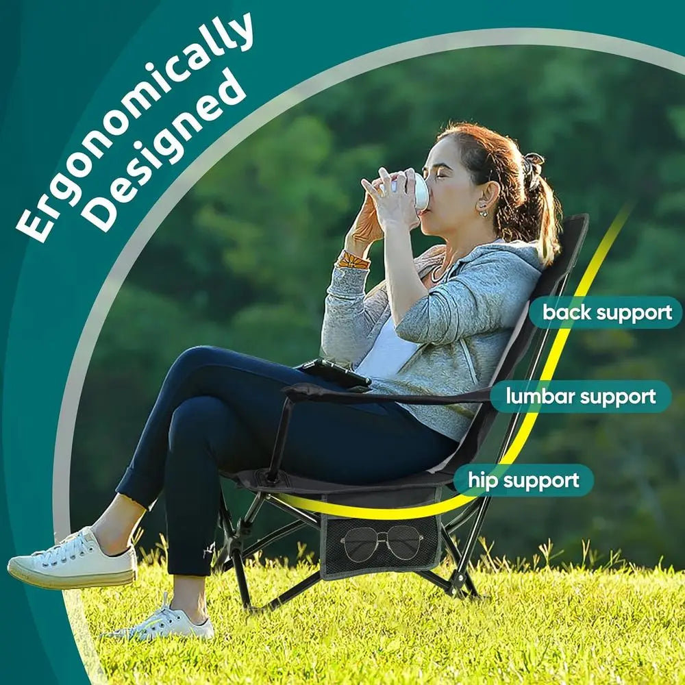 Portable Folding Beach Chairs Duo With Cup Holders And Storage