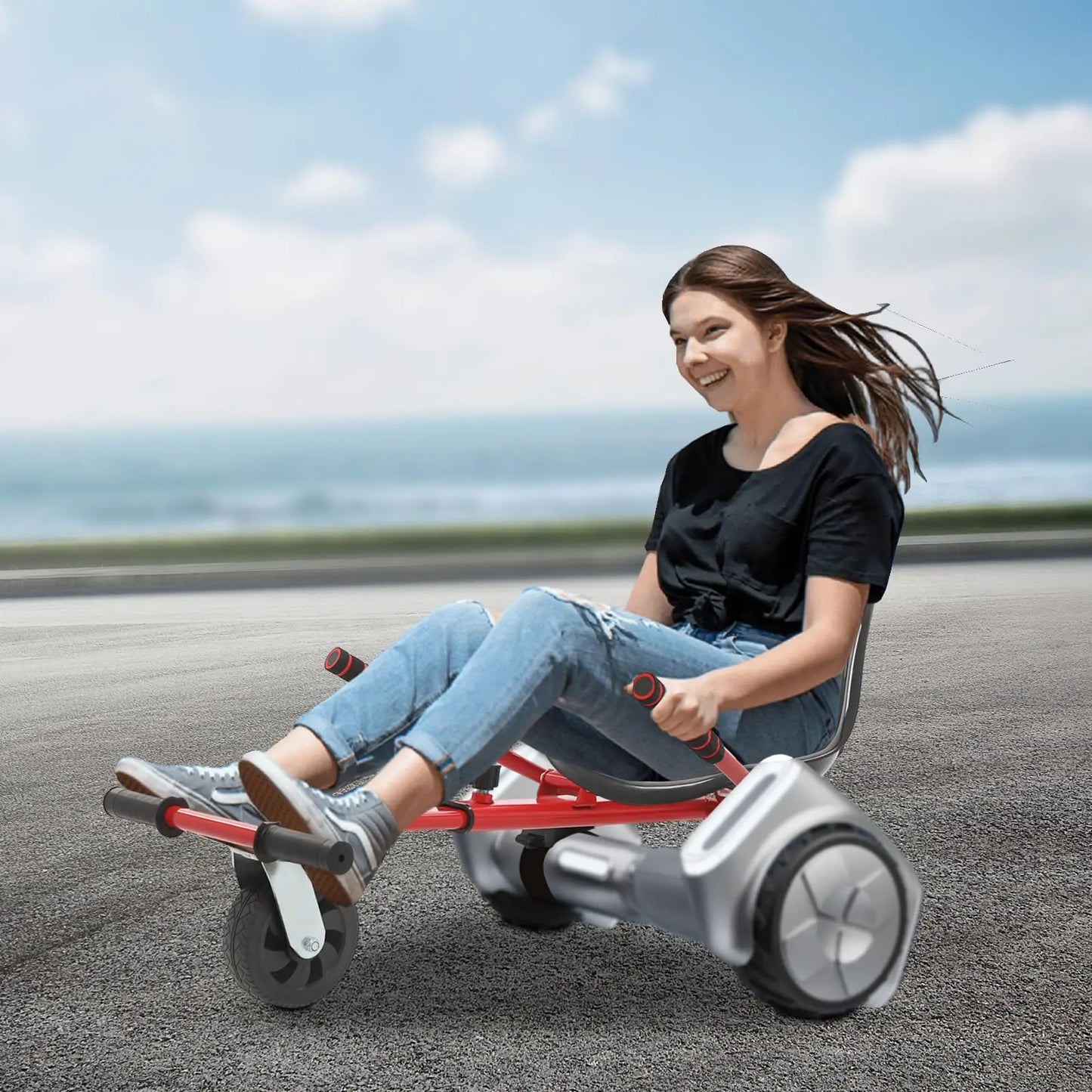 Bymaocar Adjustable Hoverboard Go Kart Seat With Rear Shock Absorption