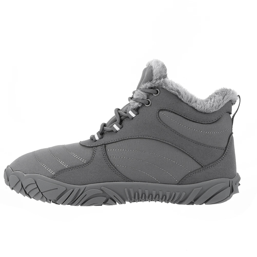 Warm Hike Shoes Non-Slip Waterproof Warm Fur Lined for Women Men (Grey 41)