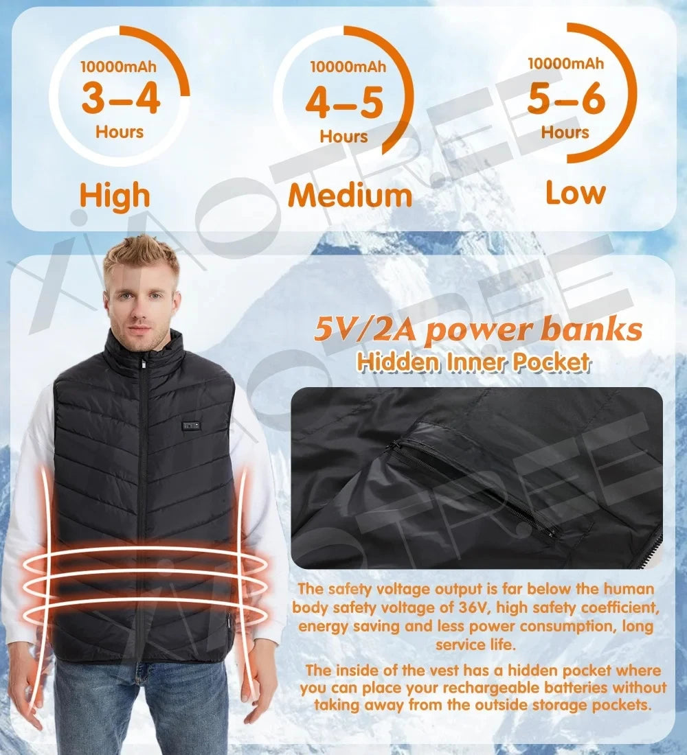 XIAOTREECN Heated Vest USB Electric Jacket For Men Women Outdoor