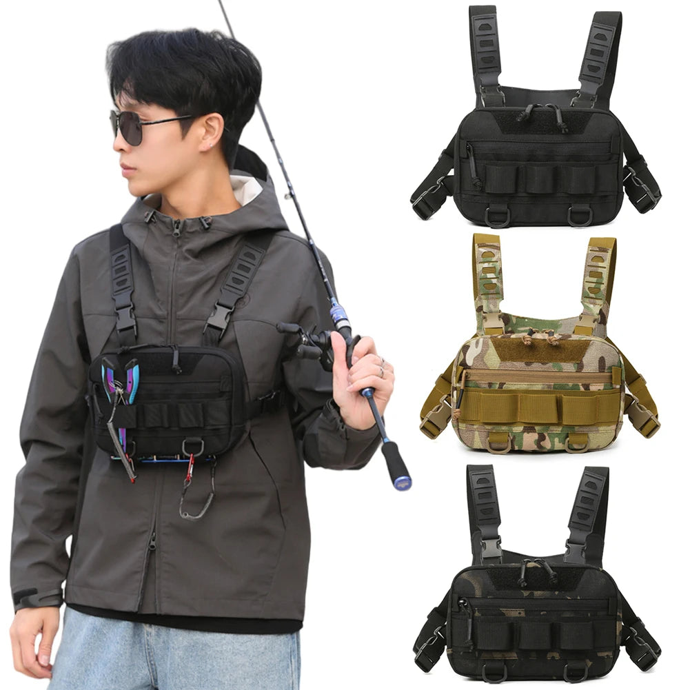 Shunmaii Fishing Chest Bag With Adjustable Straps Camping Backpack
